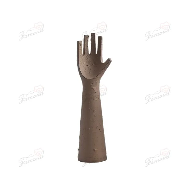 Eco-Friendly Cement Resin Earth Tone Hand-Shaped Rough Texture Jewelry Hanger Decor