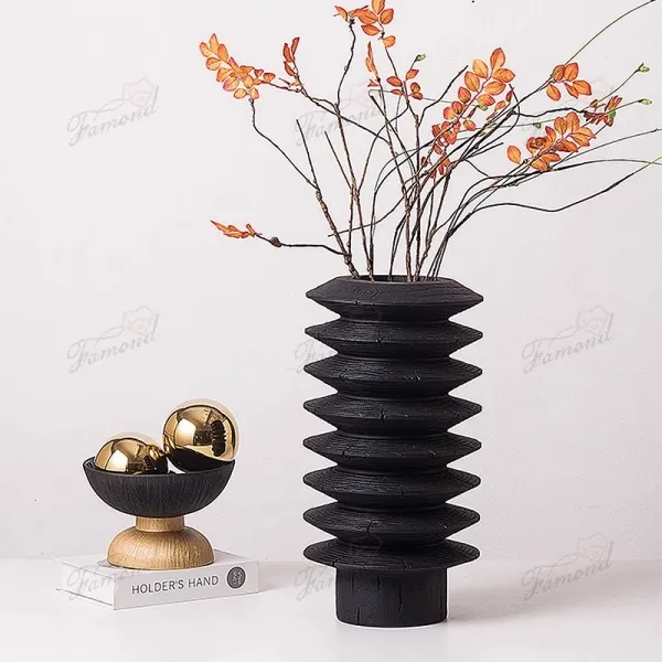 Elegant Pagoda-Shaped Cave Stone Vase - Resin Craftsmanship