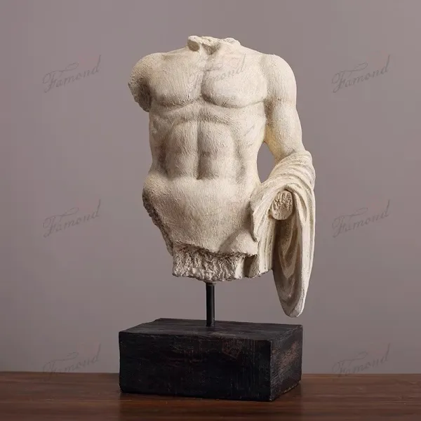 Chiseled Champion: Half-Body Muscle Man Statue Decor