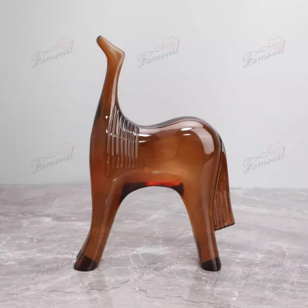 Luxury Agate-Colored Transparent Brown Pony Figurine for Living Room Decor