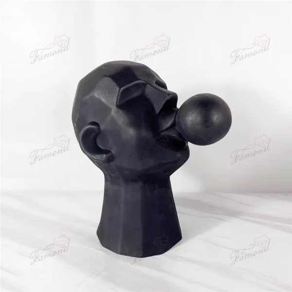 Handcrafted Resin Living Room Decor - Half-Bust Figure Kissing a Sphere