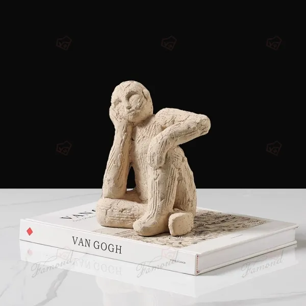 Eco-Friendly Handmade Sitting Doll Figurine – Charming Cement Resin Decor for Home and Gifts