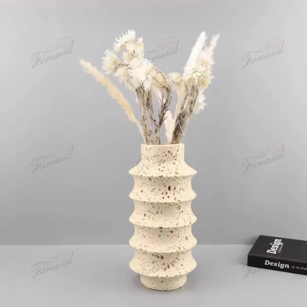 Elegant GRS Resin Vase Mimicking Natural Yellow Cave Stone