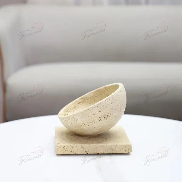 Semi-Spherical Marble Resin Cave Stone Inspired Entryway Storage Box - Solitary Style Handcrafted Home Decor