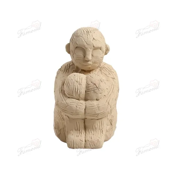 Eco-Friendly Handmade Sitting Doll Figurine – Charming Cement Resin Decor for Home and Gifts