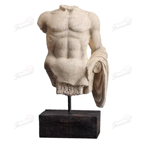 Chiseled Champion: Half-Body Muscle Man Statue Decor