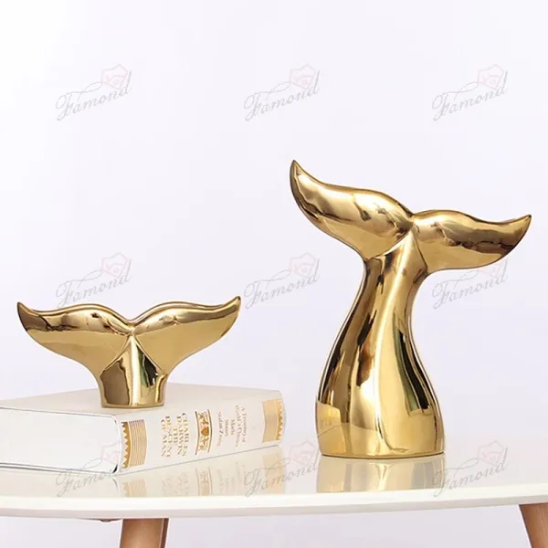 Custom Gold Electroplated Mermaid Tail Desk Decor Paperweight GRS Resin Handmade Craft