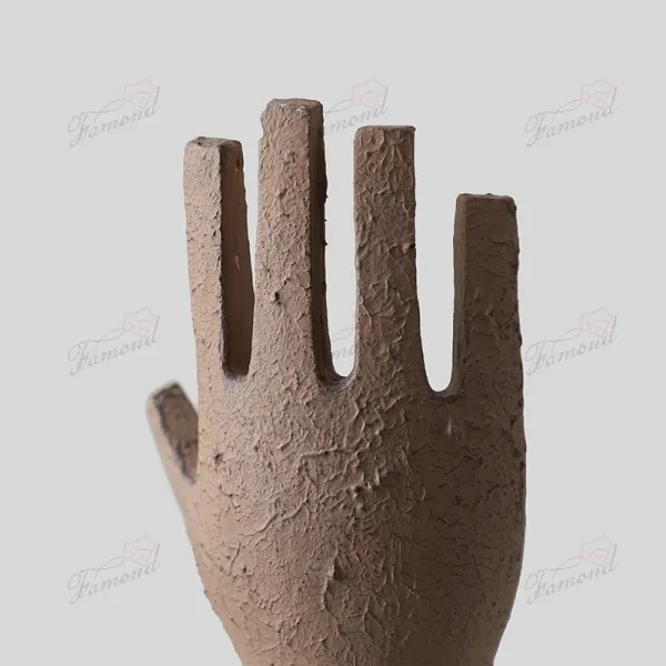 Eco-Friendly Cement Resin Earth Tone Hand-Shaped Rough Texture Jewelry Hanger Decor