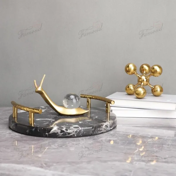 Golden Snail with Transparent Glass Ball Home Decor - Customizable Size & Color Effects