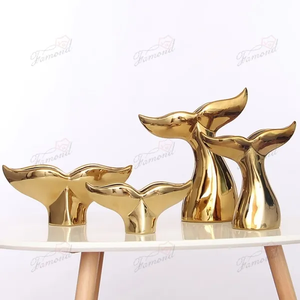 Custom Gold Electroplated Mermaid Tail Desk Decor Paperweight GRS Resin Handmade Craft