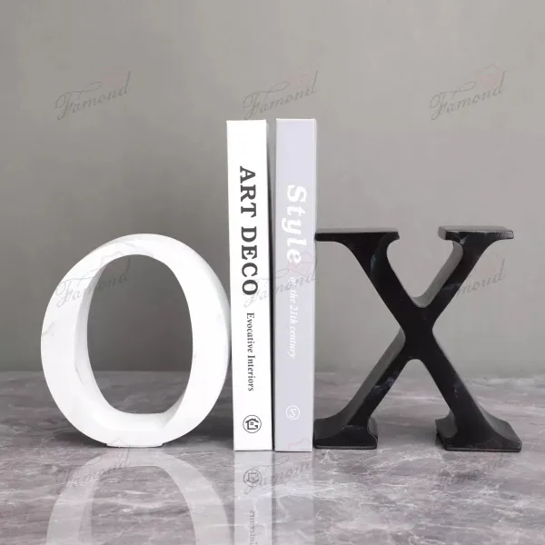 Modern Minimalist Style Bookends - Stylish OX Letter Design