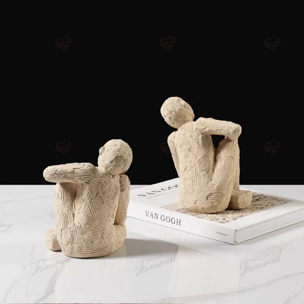 Eco-Friendly Handmade Sitting Doll Figurine – Charming Cement Resin Decor for Home and Gifts