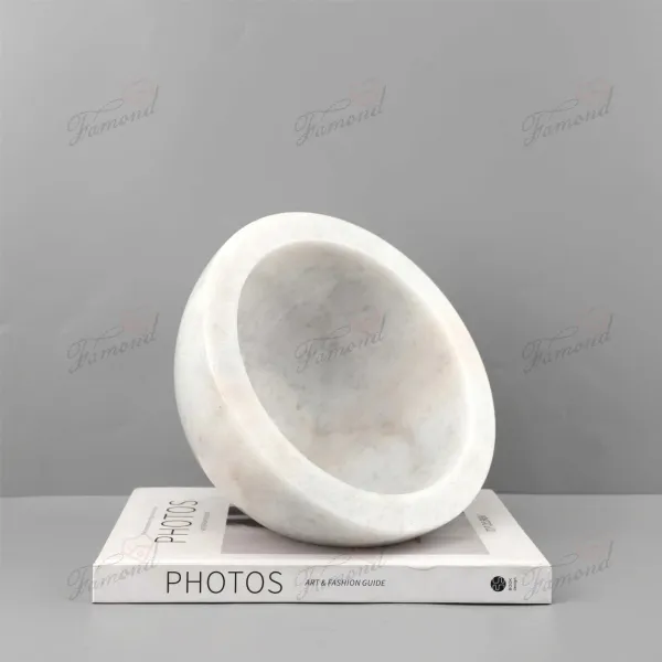 Semi-Spherical Marble Resin Cave Stone Inspired Entryway Storage Box - Solitary Style Handcrafted Home Decor