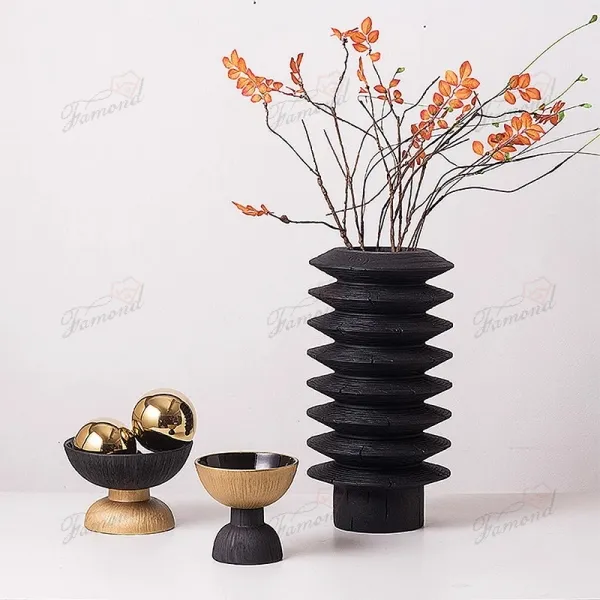 Elegant Pagoda-Shaped Cave Stone Vase - Resin Craftsmanship