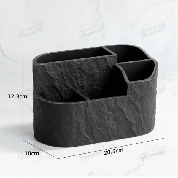 Rock Surface Effect Resin Storage Box - Multifunctional Bathroom Organizer for Razors and Electric Toothbrushes