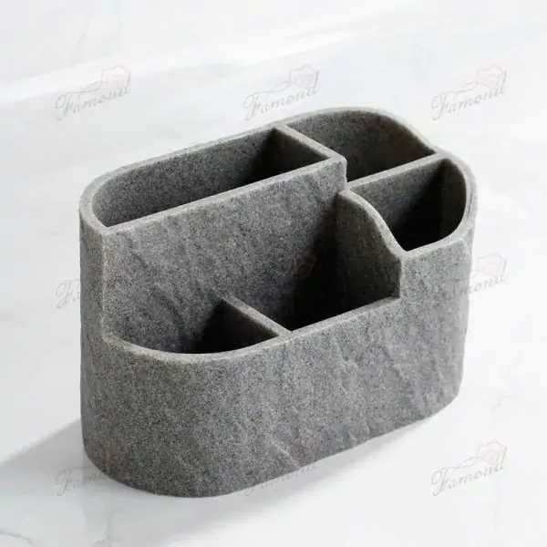 Rock Surface Effect Resin Storage Box - Multifunctional Bathroom Organizer for Razors and Electric Toothbrushes