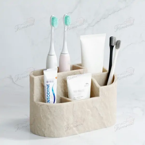 Rock Surface Effect Resin Storage Box - Multifunctional Bathroom Organizer for Razors and Electric Toothbrushes