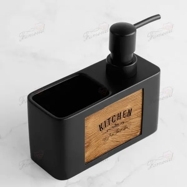 2-in-1 Wooden Textured Liquid Dispenser for Kitchen Multifunctional Home Organizer