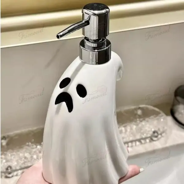 White Ghost Halloween Holiday Lotion Bottle and Soap Dish - Simple and Classic White Base