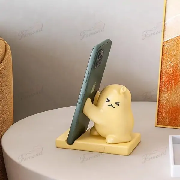 Warm Yellow Pear-Shaped Phone Holder Cute Pears Stand with Slit and Concave Design for Phone and Tablet Support