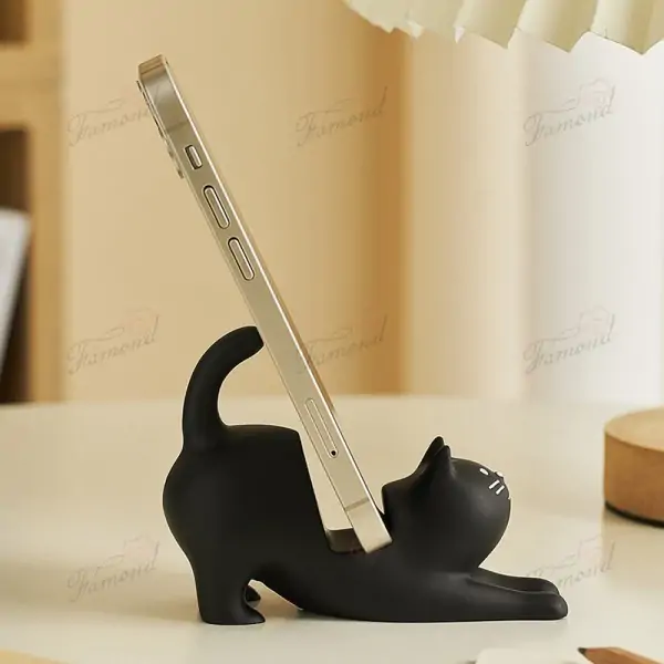 Cute Cat Stretching Mobile Phone Holder Decorative and Functional Customizable Colors Available