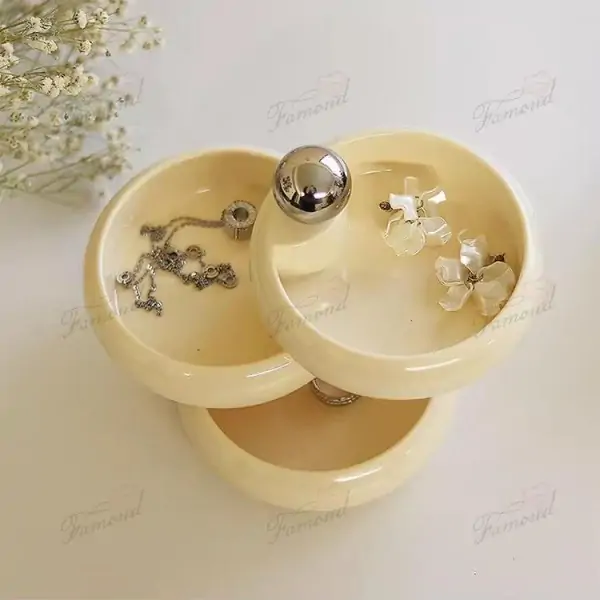 Customizable Three-Tier Round Rotating Storage Box - Elegant Jewelry Organizer for Home