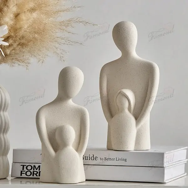 Eco-Friendly Resin Home Decor Figurines Sandstone Parent-Child Decorative Accent for Kids' Rooms