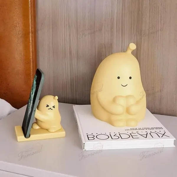 Warm Yellow Pear-Shaped Phone Holder Cute Pears Stand with Slit and Concave Design for Phone and Tablet Support