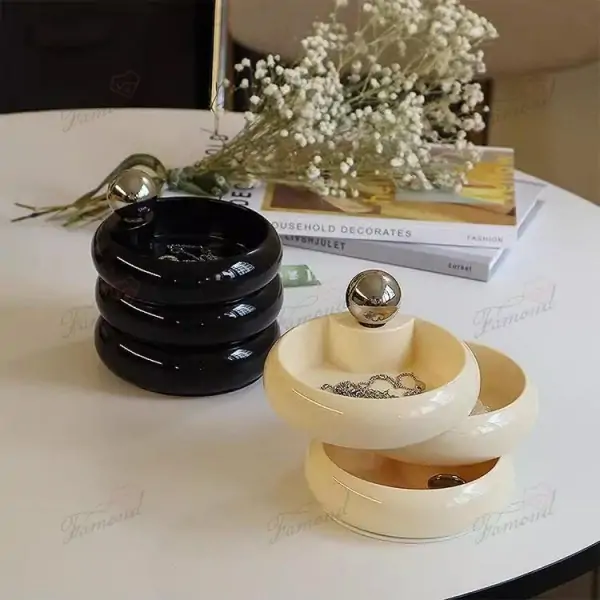 Customizable Three-Tier Round Rotating Storage Box - Elegant Jewelry Organizer for Home