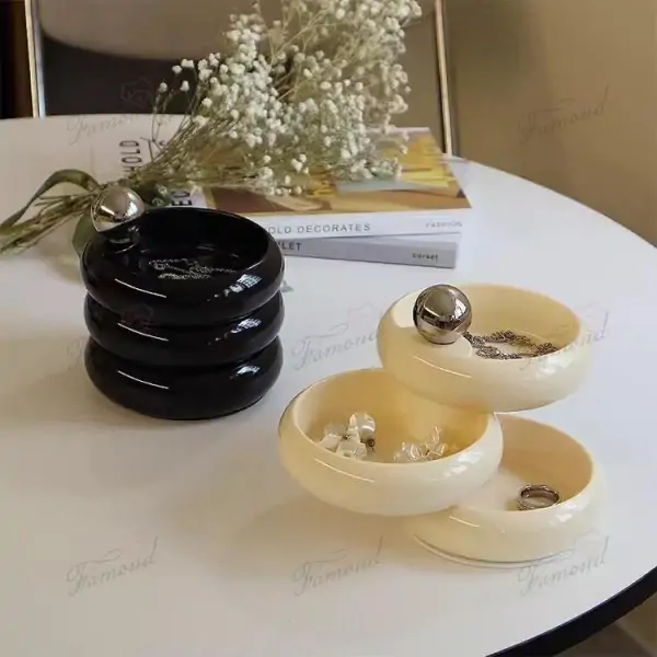 Customizable Three-Tier Round Rotating Storage Box - Elegant Jewelry Organizer for Home