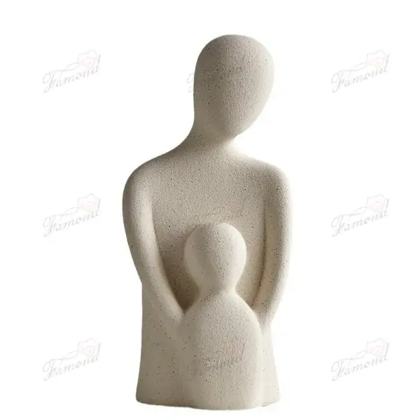 Eco-Friendly Resin Home Decor Figurines Sandstone Parent-Child Decorative Accent for Kids' Rooms