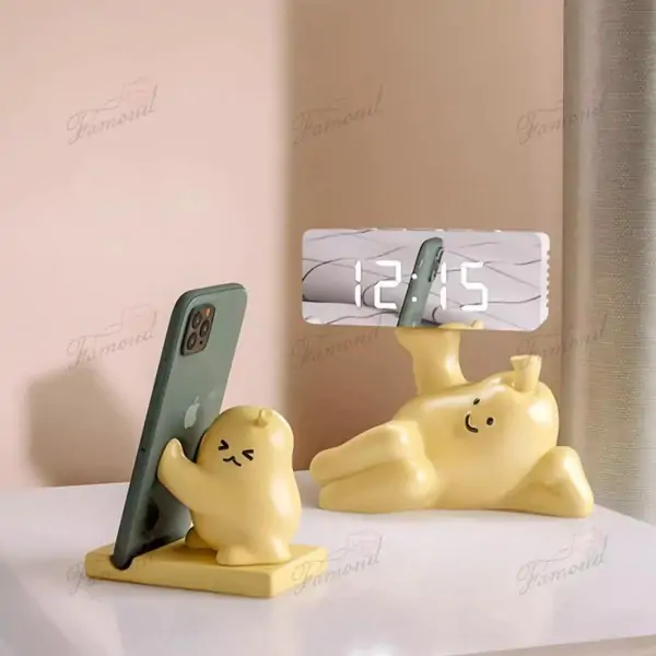 Warm Yellow Pear-Shaped Phone Holder Cute Pears Stand with Slit and Concave Design for Phone and Tablet Support