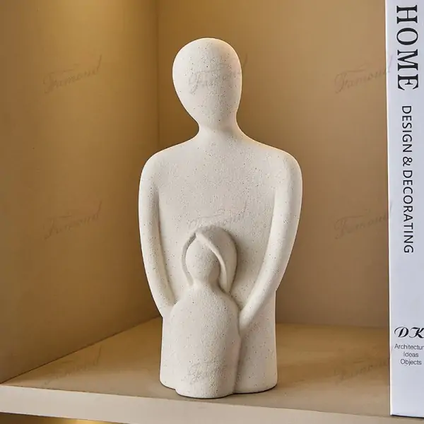 Eco-Friendly Resin Home Decor Figurines Sandstone Parent-Child Decorative Accent for Kids' Rooms