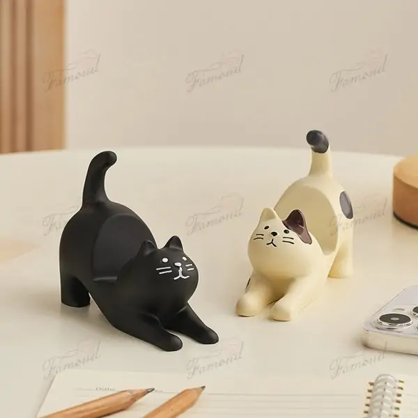 Cute Cat Stretching Mobile Phone Holder Decorative and Functional Customizable Colors Available