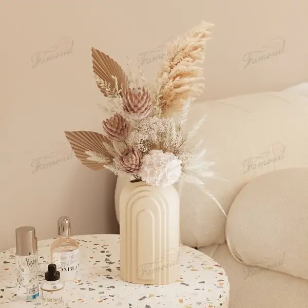 INS Creamy Arc-Shaped Vase Simple and Elegant Living Room Decoration Monochromatic Design