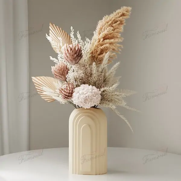 INS Creamy Arc-Shaped Vase Simple and Elegant Living Room Decoration Monochromatic Design