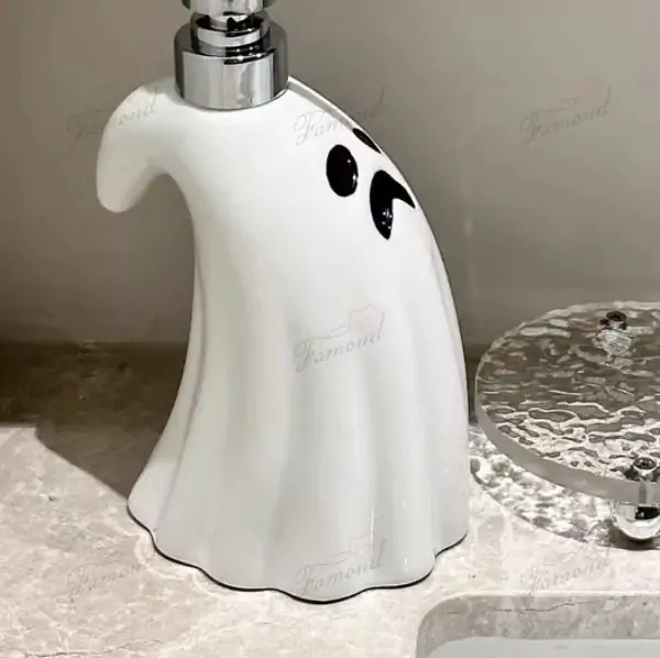 White Ghost Halloween Holiday Lotion Bottle and Soap Dish - Simple and Classic White Base