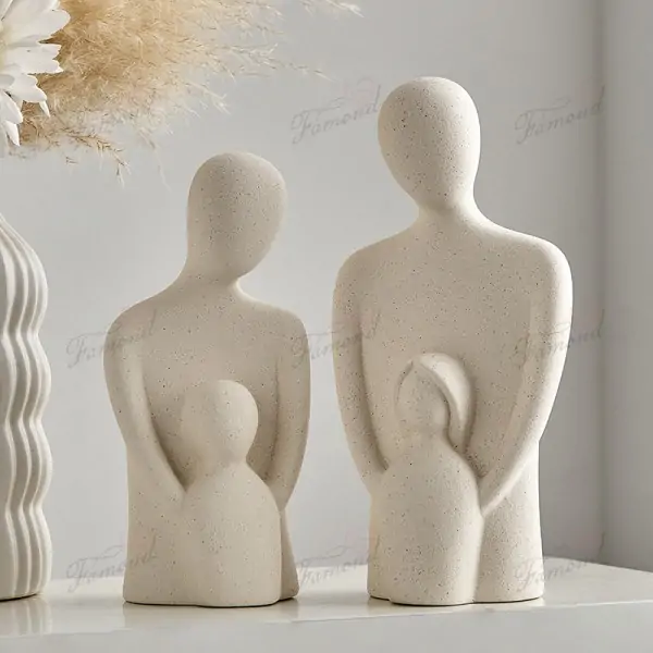 Eco-Friendly Resin Home Decor Figurines Sandstone Parent-Child Decorative Accent for Kids' Rooms