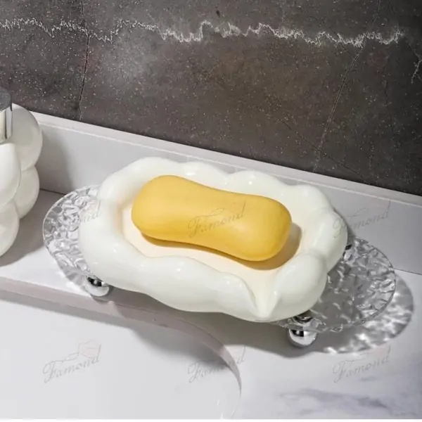 Cloud-Shaped Soap Dish with Drainage Slope Cute and Fresh Bathroom Accessory for Girls INS Style Decor