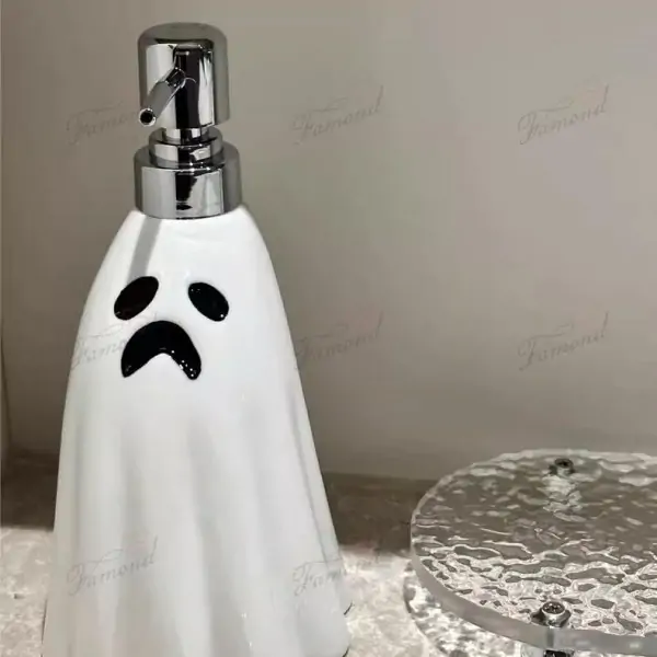 White Ghost Halloween Holiday Lotion Bottle and Soap Dish - Simple and Classic White Base