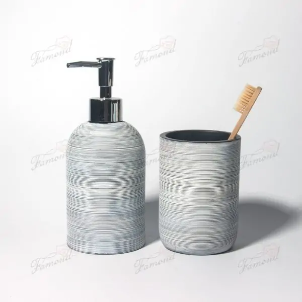 Blue and White Striped Bathroom Set - European Style Best Seller, Glossy ABS Pump Head, Bathing Essentials