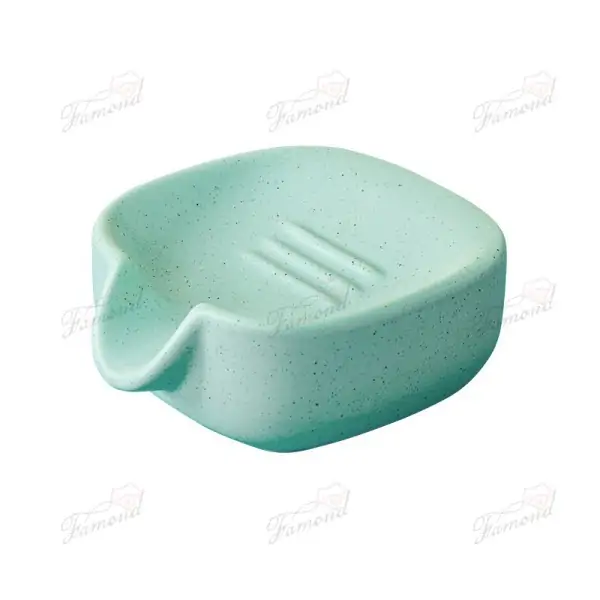 Elegant Square Essential Oil Soap Dish with Slope and Drainage Groove - Frosted Texture, Multiple Fresh Colors Available