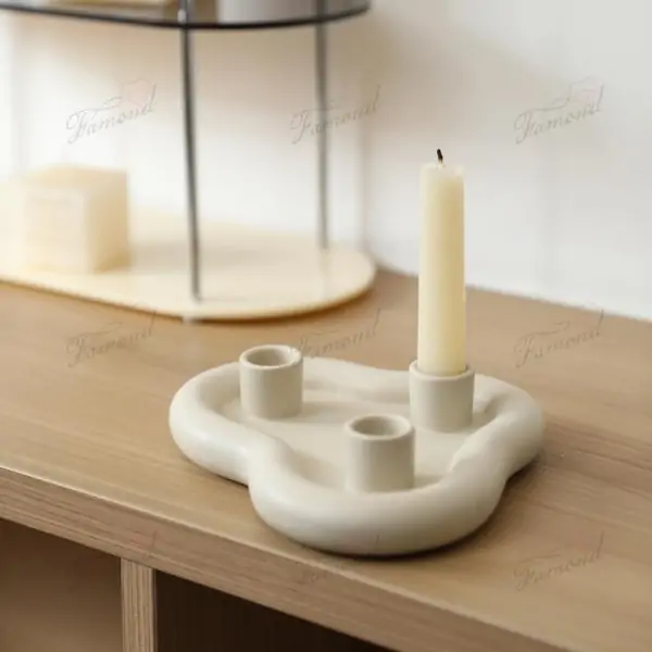 Customizable Irregular Shape Candle Holder Tray - Multiple Hole Options and Colors Available, Wholesale from Factory for INS Style Decor