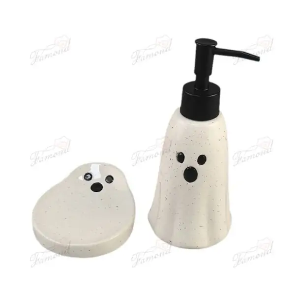 White Ghost Halloween Holiday Lotion Bottle and Soap Dish - Simple and Classic White Base