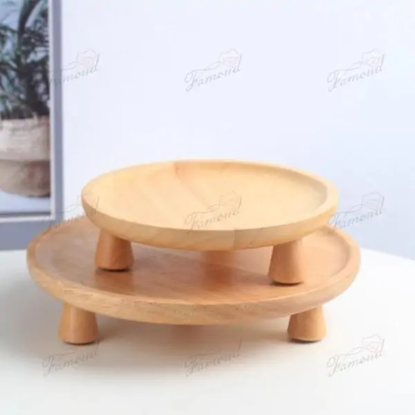 Elegant Multi-Size Round Wooden Tray with Spherical Support Points - Unique and Stylish Storage Solution