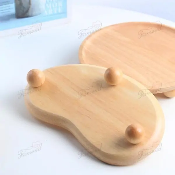 Elegant Multi-Size Round Wooden Tray with Spherical Support Points - Unique and Stylish Storage Solution