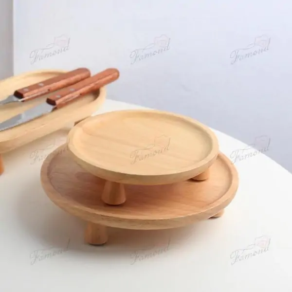 Elegant Multi-Size Round Wooden Tray with Spherical Support Points - Unique and Stylish Storage Solution