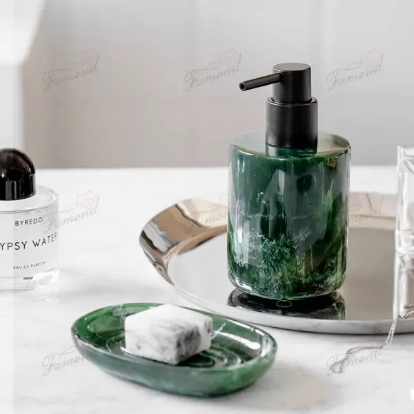 Eco-Friendly GRS Resin Jade-Inspired Classical Set - Premium Hotel Supplies in Sophisticated Black Green