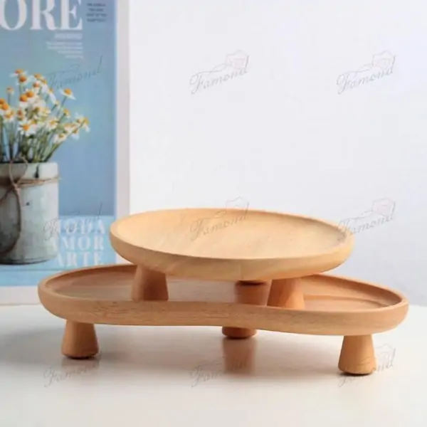 Elegant Multi-Size Round Wooden Tray with Spherical Support Points - Unique and Stylish Storage Solution