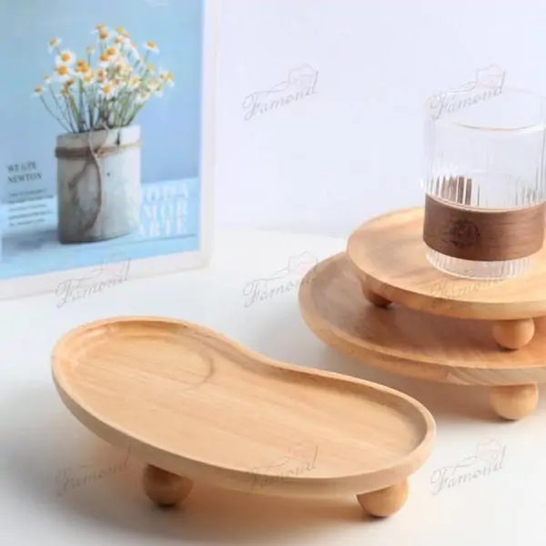 Elegant Multi-Size Round Wooden Tray with Spherical Support Points - Unique and Stylish Storage Solution